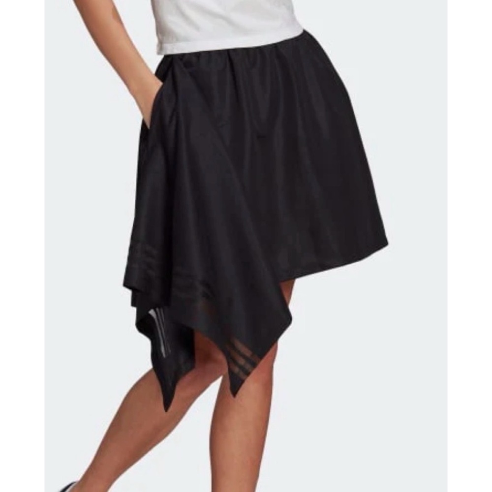 adidas Black Asymmetrical Handkerchief Hem Skirt
